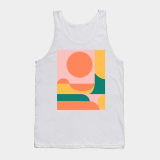 Shape and Color Study in Orange, Pink, Green, and Yellow Tank Top